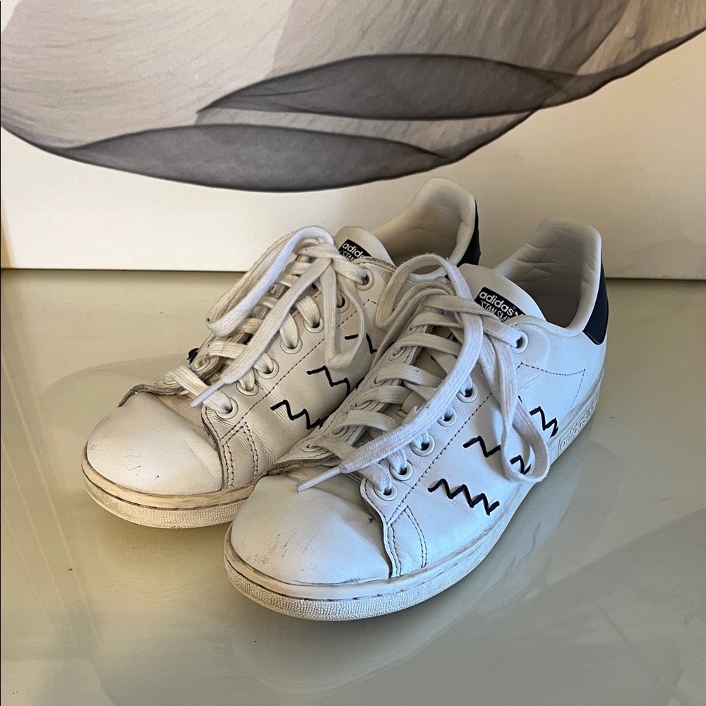 Adidas Stan Smith White and Navy Sneakers